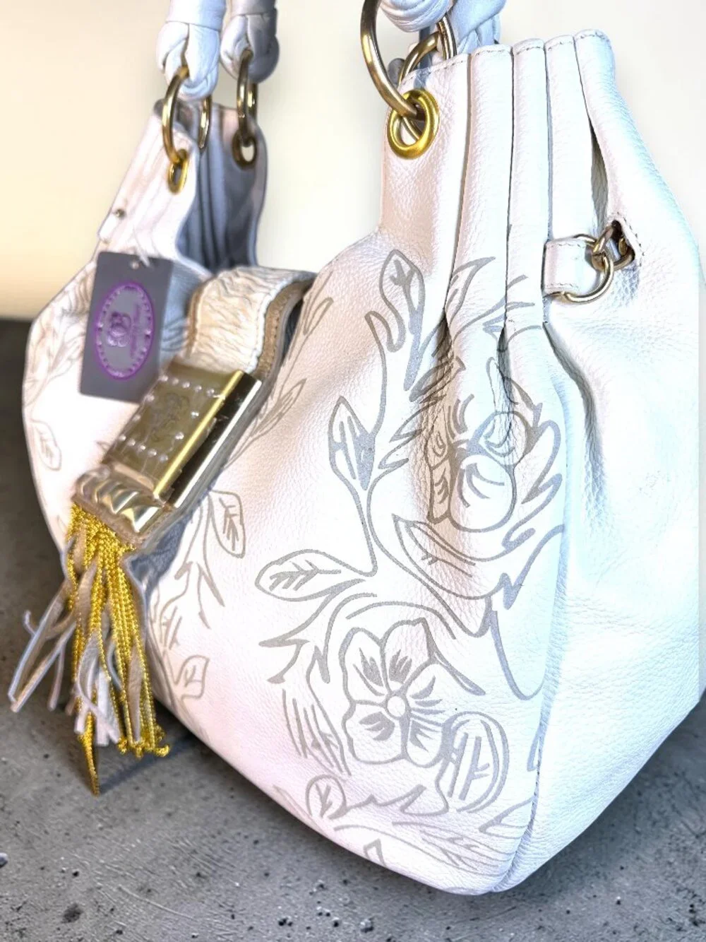 Sharif 1827 Studio Vintage Leather Hobo Shoulder Bag with Fringed Tassel - Picture 4 of 16